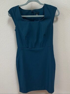 Ann Taylor Teal Sheath Midi Dress